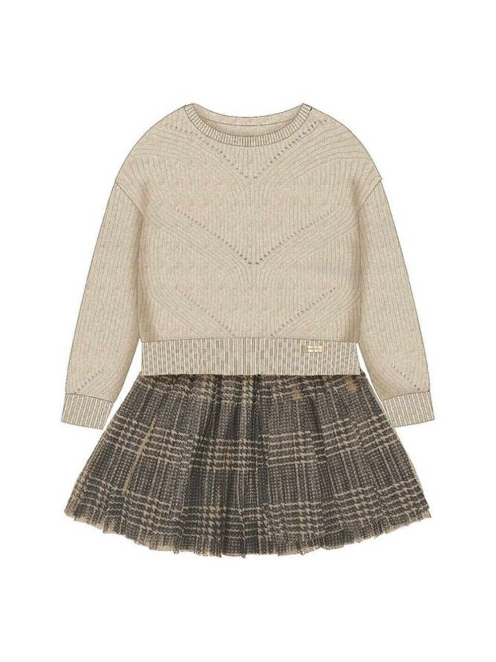 Size 2 Toddler Girls Mayoral Beige and Brown Kids Formal Dress
